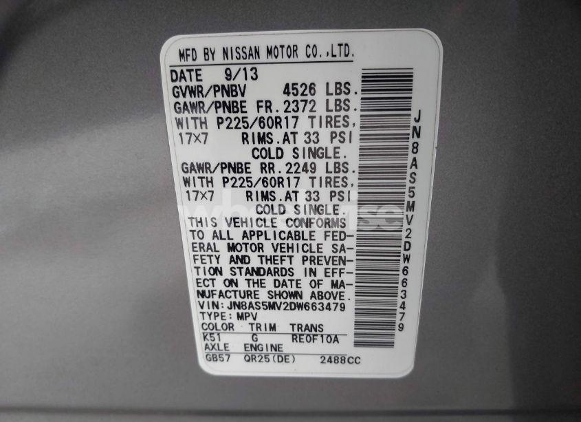 Photo 9 of 2013 Nissan Rogue SV (VIN JN8AS5MV2DW663479)