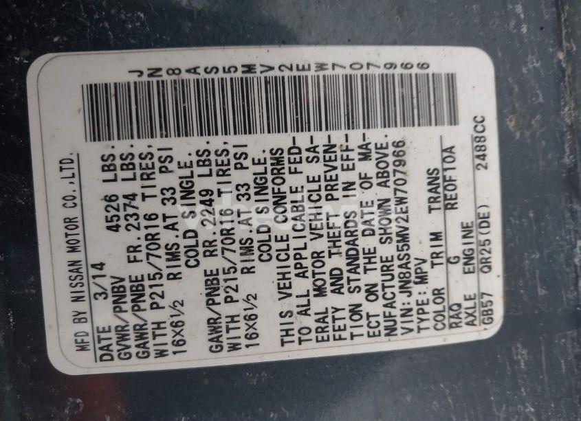 Photo 9 of 2014 Nissan Rogue SELECT S (VIN JN8AS5MV2EW707966)