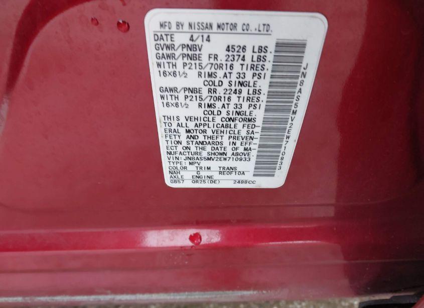 Photo 9 of 2014 Nissan Rogue SELECT S (VIN JN8AS5MV2EW710933)