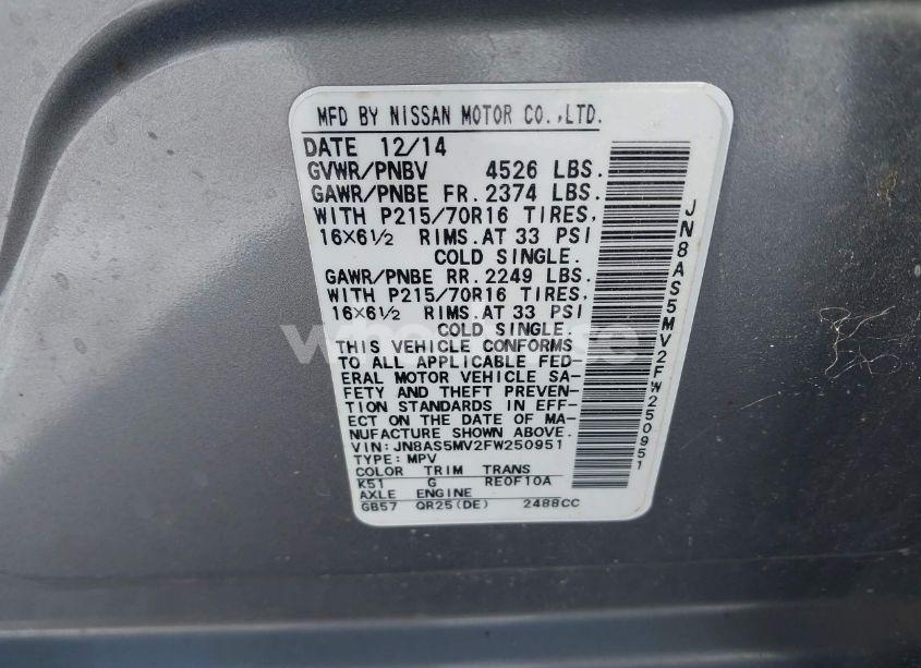 Photo 9 of 2015 Nissan Rogue SELECT S (VIN JN8AS5MV2FW250951)