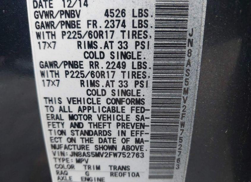 Photo 9 of 2015 Nissan Rogue SELECT S (VIN JN8AS5MV2FW752763)