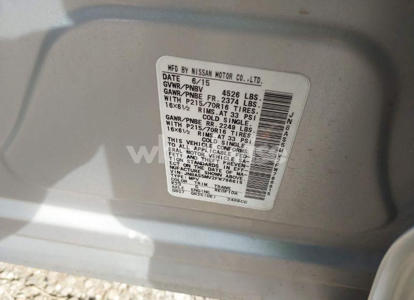 Photo 9 of 2015 Nissan Rogue SELECT S (VIN JN8AS5MV2FW766615)