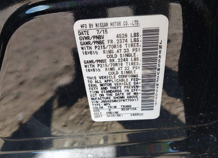 Photo 9 of 2015 Nissan Rogue SELECT S (VIN JN8AS5MV2FW770017)