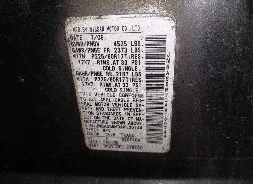 Photo 9 of 2010 Nissan Rogue SL (VIN JN8AS5MV3AW100744)