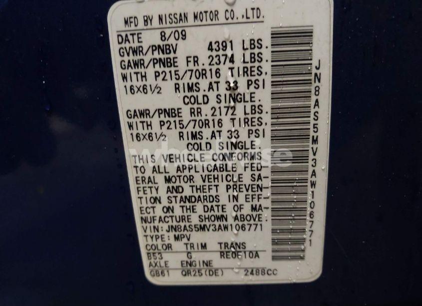 Photo 9 of 2010 Nissan Rogue S (VIN JN8AS5MV3AW106771)