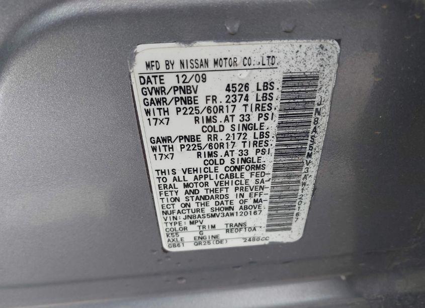 Photo 9 of 2010 Nissan Rogue SL (VIN JN8AS5MV3AW120167)