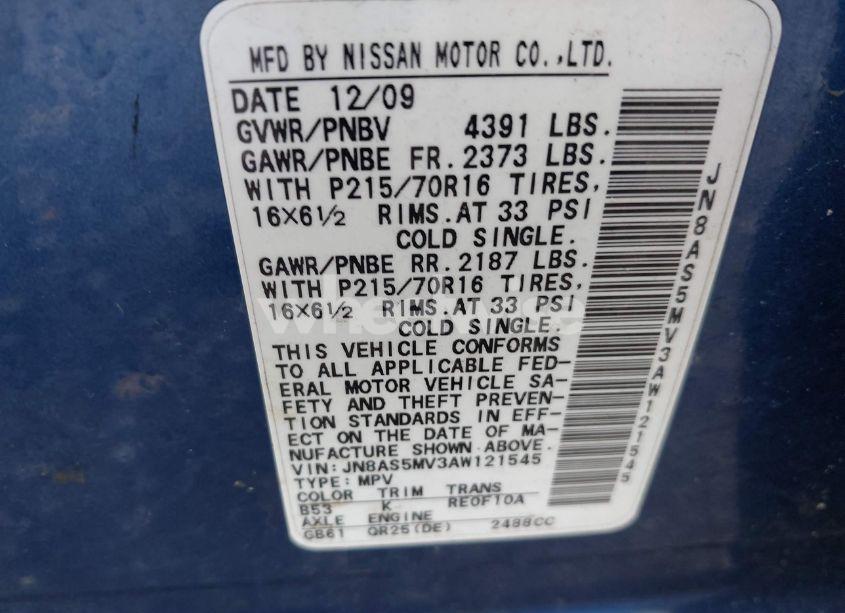 Photo 9 of 2010 Nissan Rogue S (VIN JN8AS5MV3AW121545)