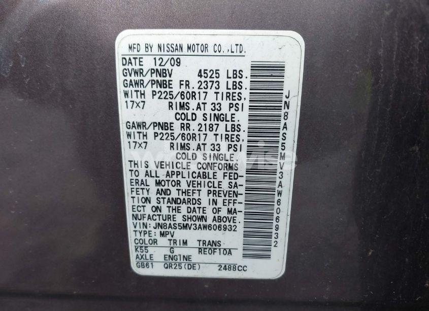 Photo 9 of 2010 Nissan Rogue SL (VIN JN8AS5MV3AW606932)