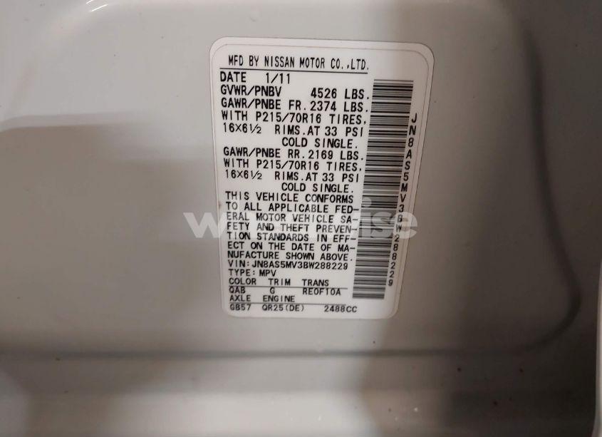 Photo 9 of 2011 Nissan Rogue S (VIN JN8AS5MV3BW288229)