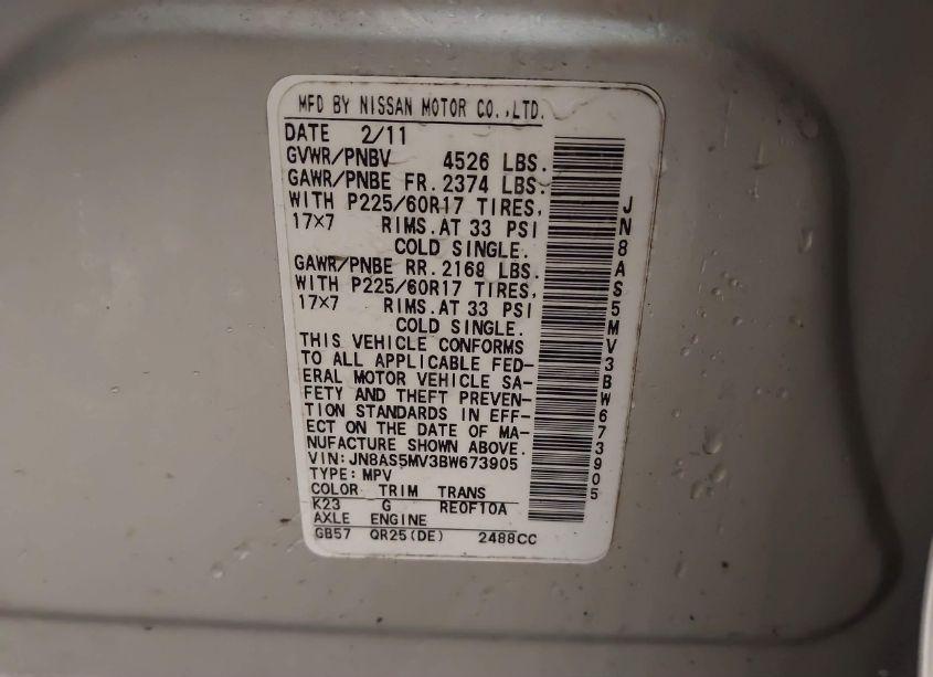 Photo 9 of 2011 Nissan Rogue SV (VIN JN8AS5MV3BW673905)