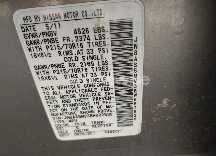 Photo 9 of 2011 Nissan Rogue S (VIN JN8AS5MV3BW682538)