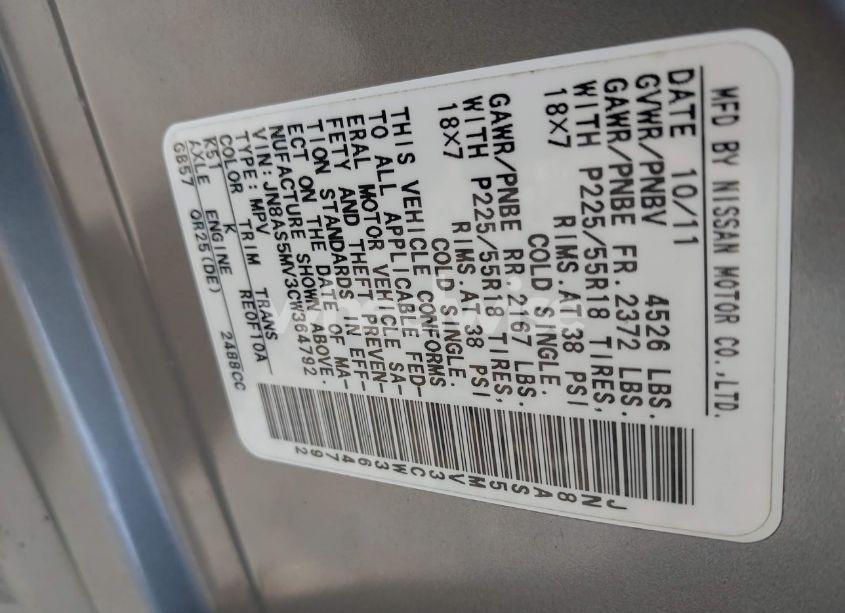 Photo 9 of 2012 Nissan Rogue SV W/SL PKG (VIN JN8AS5MV3CW364792)