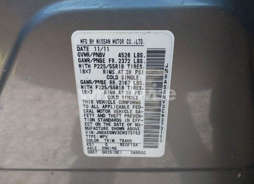 Photo 9 of 2012 Nissan Rogue SV W/SL PKG (VIN JN8AS5MV3CW373153)