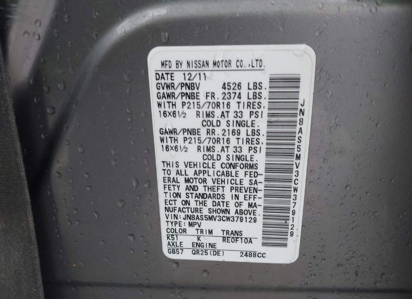 Photo 9 of 2012 Nissan Rogue S (VIN JN8AS5MV3CW379129)