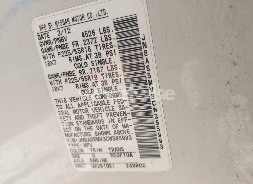 Photo 9 of 2012 Nissan Rogue SV W/SL PKG (VIN JN8AS5MV3CW395993)