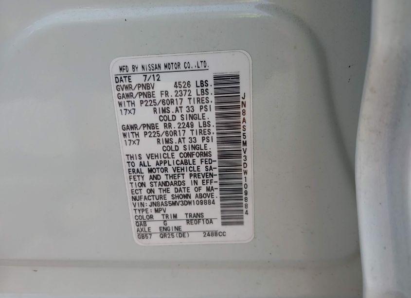 Photo 9 of 2013 Nissan Rogue SV (VIN JN8AS5MV3DW109884)