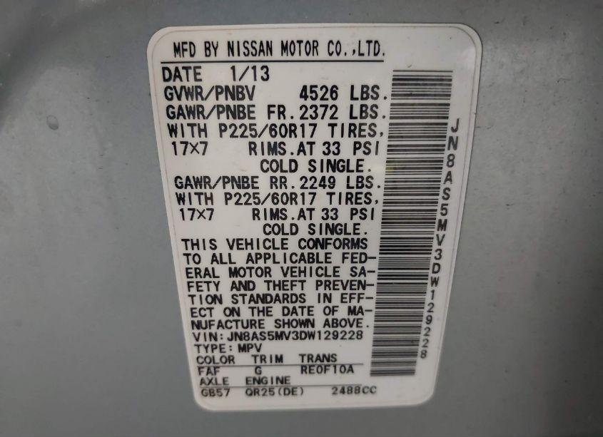 Photo 9 of 2013 Nissan Rogue SV (VIN JN8AS5MV3DW129228)