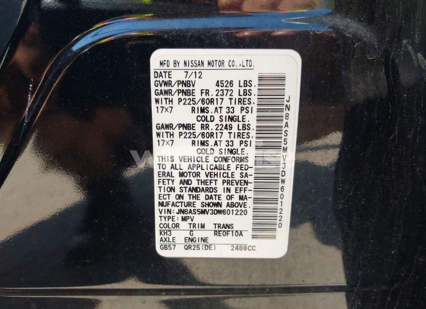 Photo 9 of 2013 Nissan Rogue SV (VIN JN8AS5MV3DW601220)