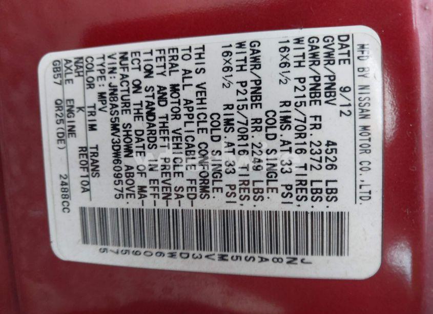 Photo 9 of 2013 Nissan Rogue S (VIN JN8AS5MV3DW609575)