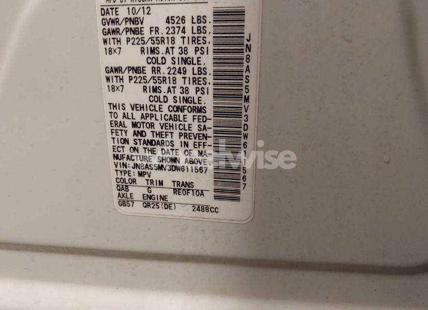 Photo 9 of 2013 Nissan Rogue SV W/SL PKG (VIN JN8AS5MV3DW611567)