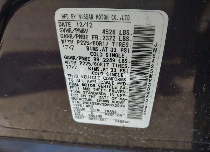 Photo 9 of 2013 Nissan Rogue SV (VIN JN8AS5MV3DW622939)