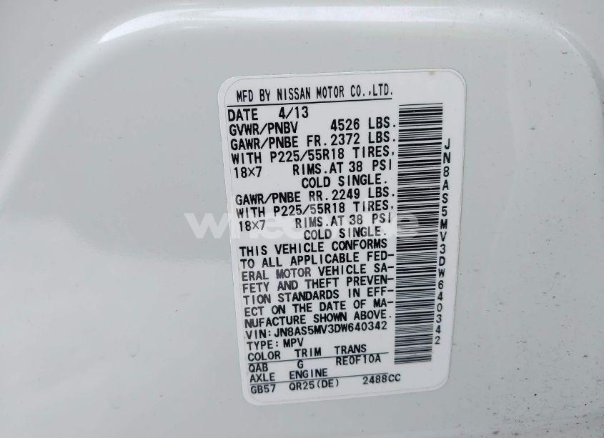 Photo 9 of 2013 Nissan Rogue SV W/SL PKG (VIN JN8AS5MV3DW640342)