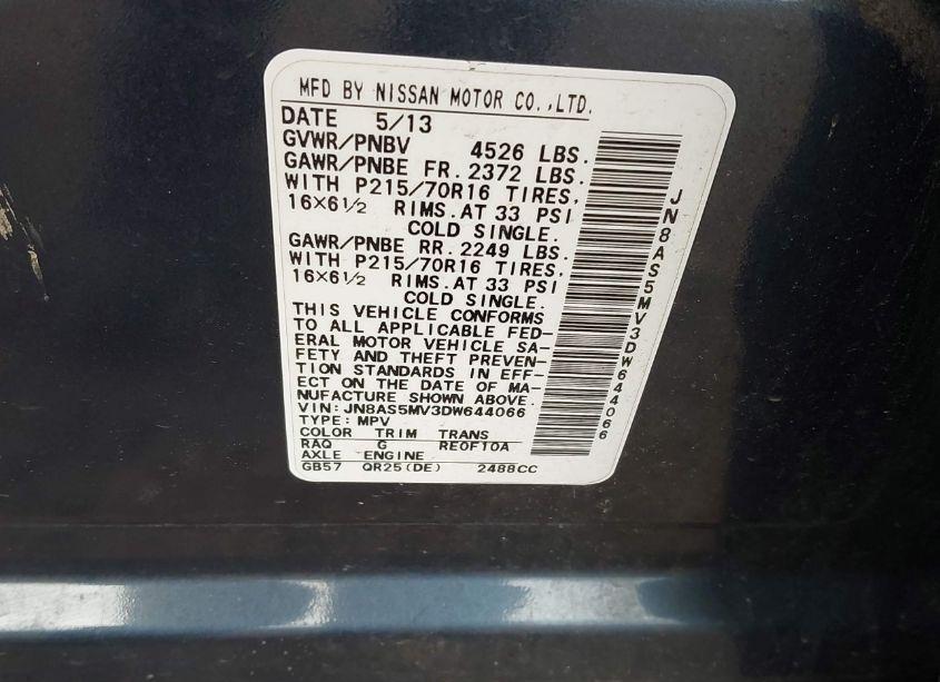 Photo 9 of 2013 Nissan Rogue S (VIN JN8AS5MV3DW644066)