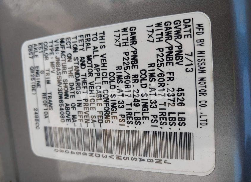 Photo 9 of 2013 Nissan Rogue SV (VIN JN8AS5MV3DW654080)