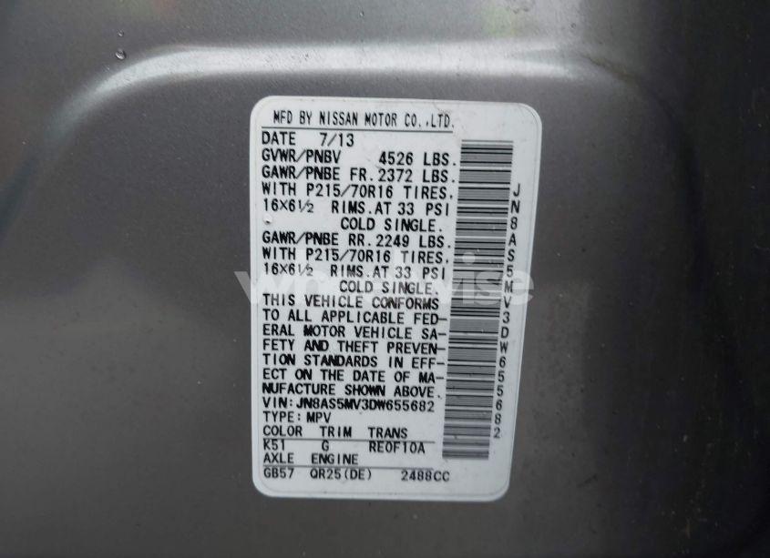 Photo 9 of 2013 Nissan Rogue S (VIN JN8AS5MV3DW655682)