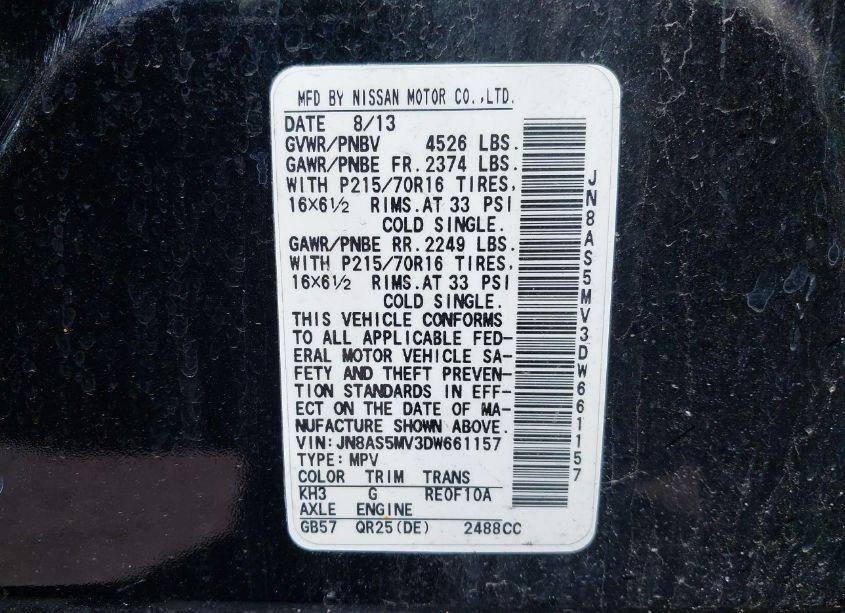 Photo 9 of 2013 Nissan Rogue S (VIN JN8AS5MV3DW661157)