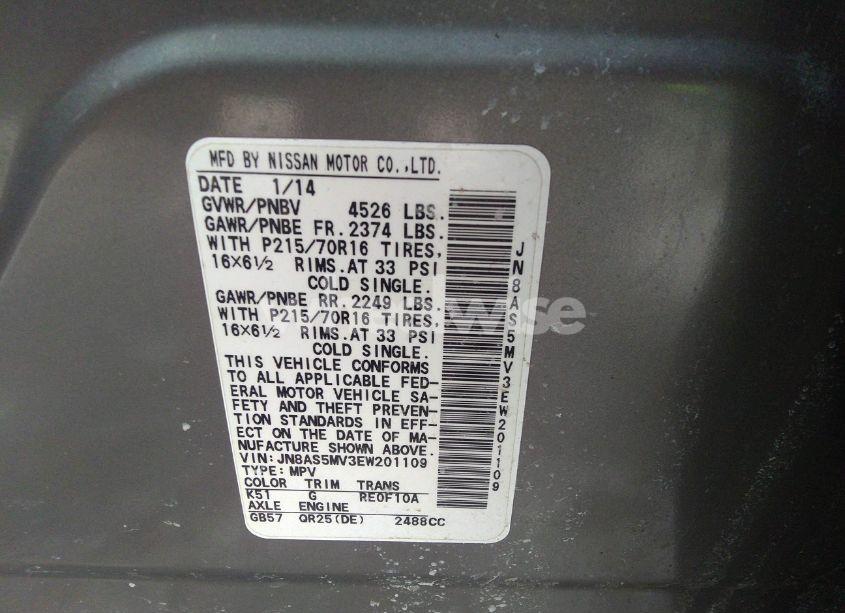 Photo 9 of 2014 Nissan Rogue SELECT S (VIN JN8AS5MV3EW201109)