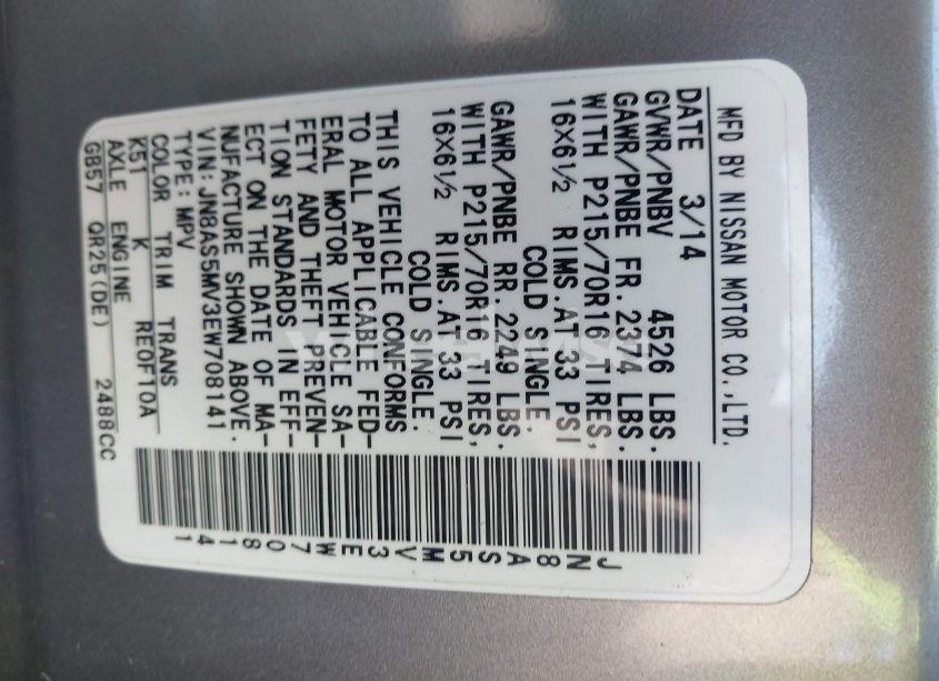 Photo 9 of 2014 Nissan Rogue SELECT S (VIN JN8AS5MV3EW708141)