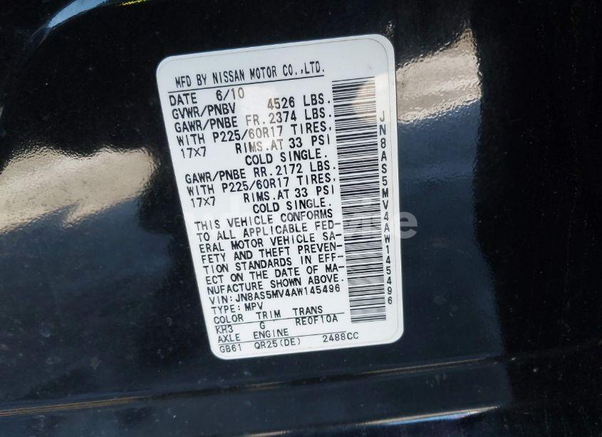 Photo 9 of 2010 Nissan Rogue SL (VIN JN8AS5MV4AW145496)