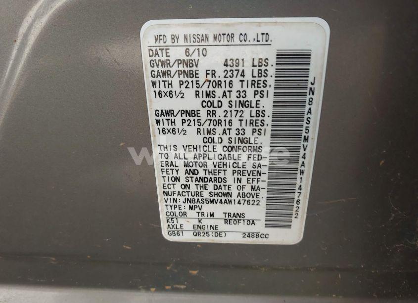 Photo 9 of 2010 Nissan Rogue S (VIN JN8AS5MV4AW147622)