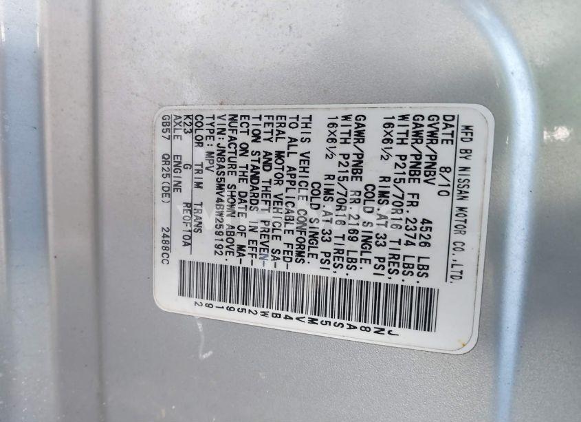 Photo 9 of 2011 Nissan Rogue S (VIN JN8AS5MV4BW259192)