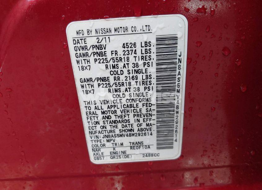 Photo 9 of 2011 Nissan Rogue SV (VIN JN8AS5MV4BW292614)