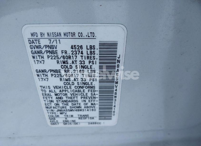 Photo 9 of 2011 Nissan Rogue SV (VIN JN8AS5MV4BW314160)