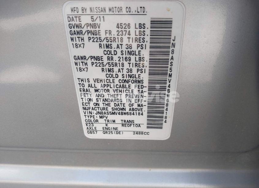 Photo 9 of 2011 Nissan Rogue SV (VIN JN8AS5MV4BW684184)