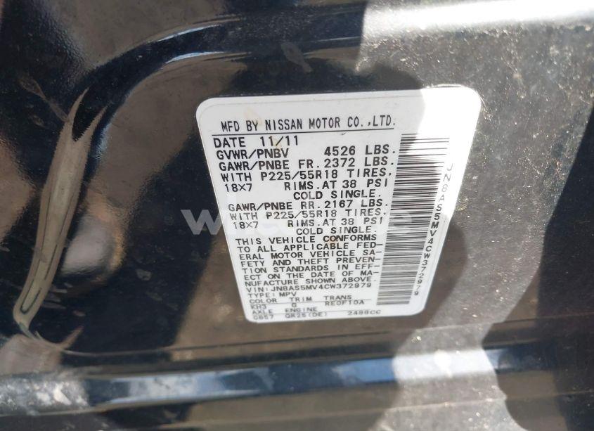 Photo 9 of 2012 Nissan Rogue SV W/SL PKG (VIN JN8AS5MV4CW372979)