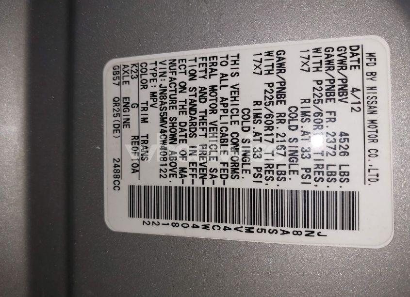 Photo 9 of 2012 Nissan Rogue SV (VIN JN8AS5MV4CW408122)