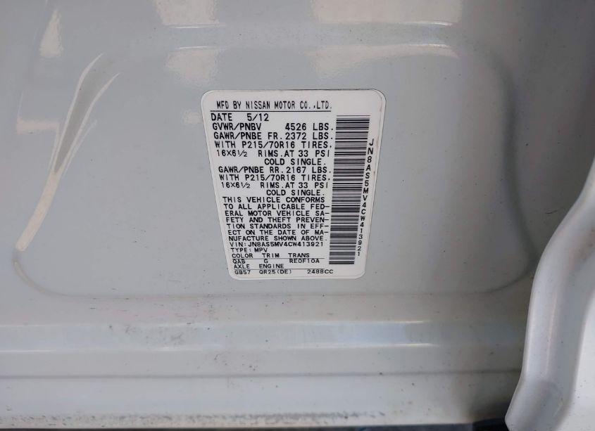 Photo 9 of 2012 Nissan Rogue S (VIN JN8AS5MV4CW413921)