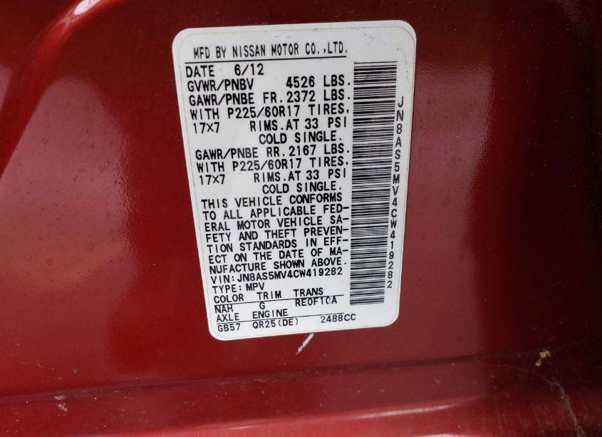 Photo 9 of 2012 Nissan Rogue SV (VIN JN8AS5MV4CW419282)