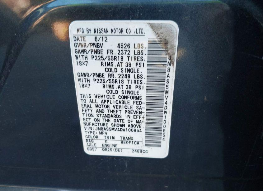 Photo 9 of 2013 Nissan Rogue SV W/SL PKG (VIN JN8AS5MV4DW100854)