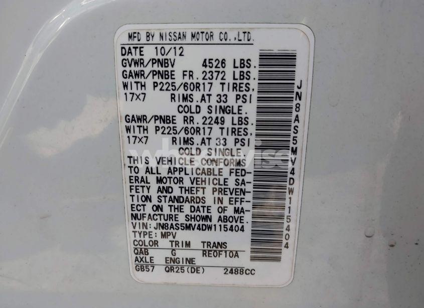 Photo 9 of 2013 Nissan Rogue SV (VIN JN8AS5MV4DW115404)