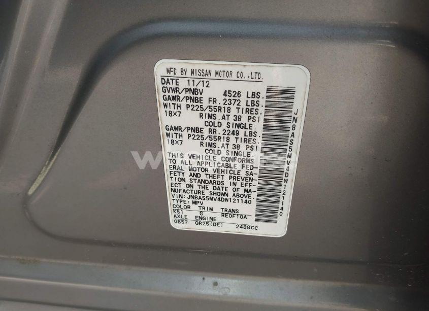 Photo 9 of 2013 Nissan Rogue SV W/SL PKG (VIN JN8AS5MV4DW121140)