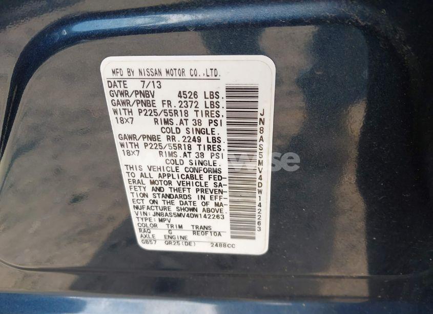 Photo 9 of 2013 Nissan Rogue SV W/SL PKG (VIN JN8AS5MV4DW142263)