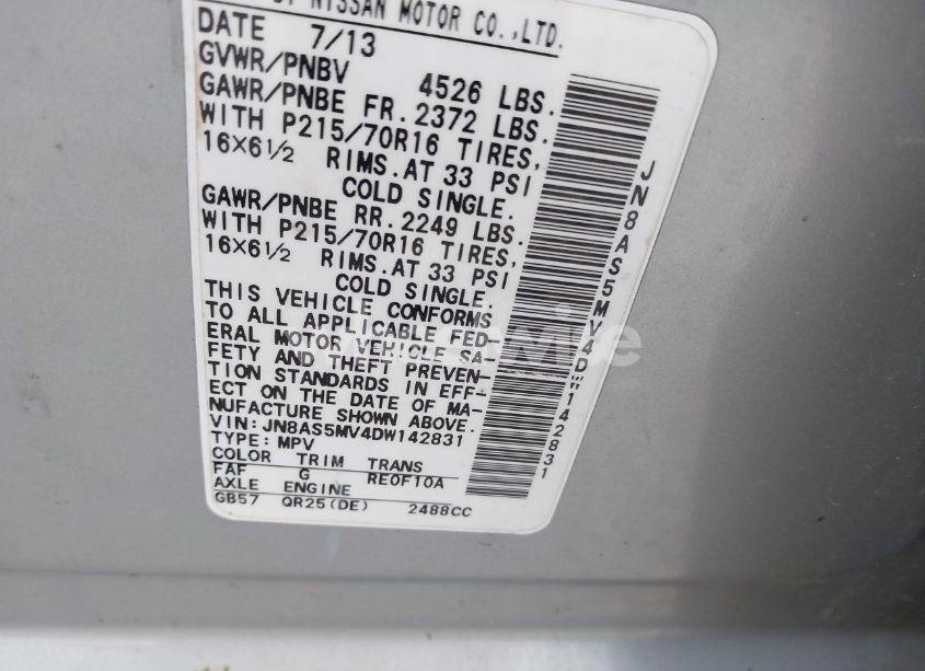 Photo 9 of 2013 Nissan Rogue S (VIN JN8AS5MV4DW142831)