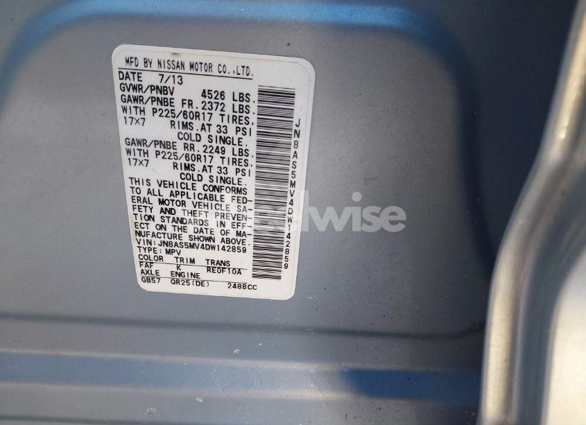 Photo 9 of 2013 Nissan Rogue SV (VIN JN8AS5MV4DW142859)