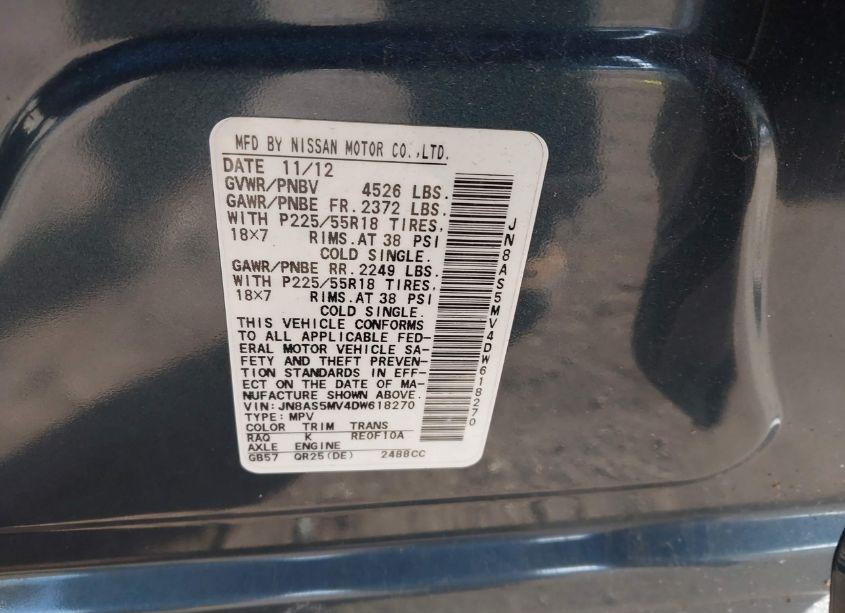 Photo 9 of 2013 Nissan Rogue SV W/SL PKG (VIN JN8AS5MV4DW618270)