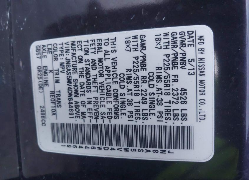 Photo 9 of 2013 Nissan Rogue SV W/SL PKG (VIN JN8AS5MV4DW644691)